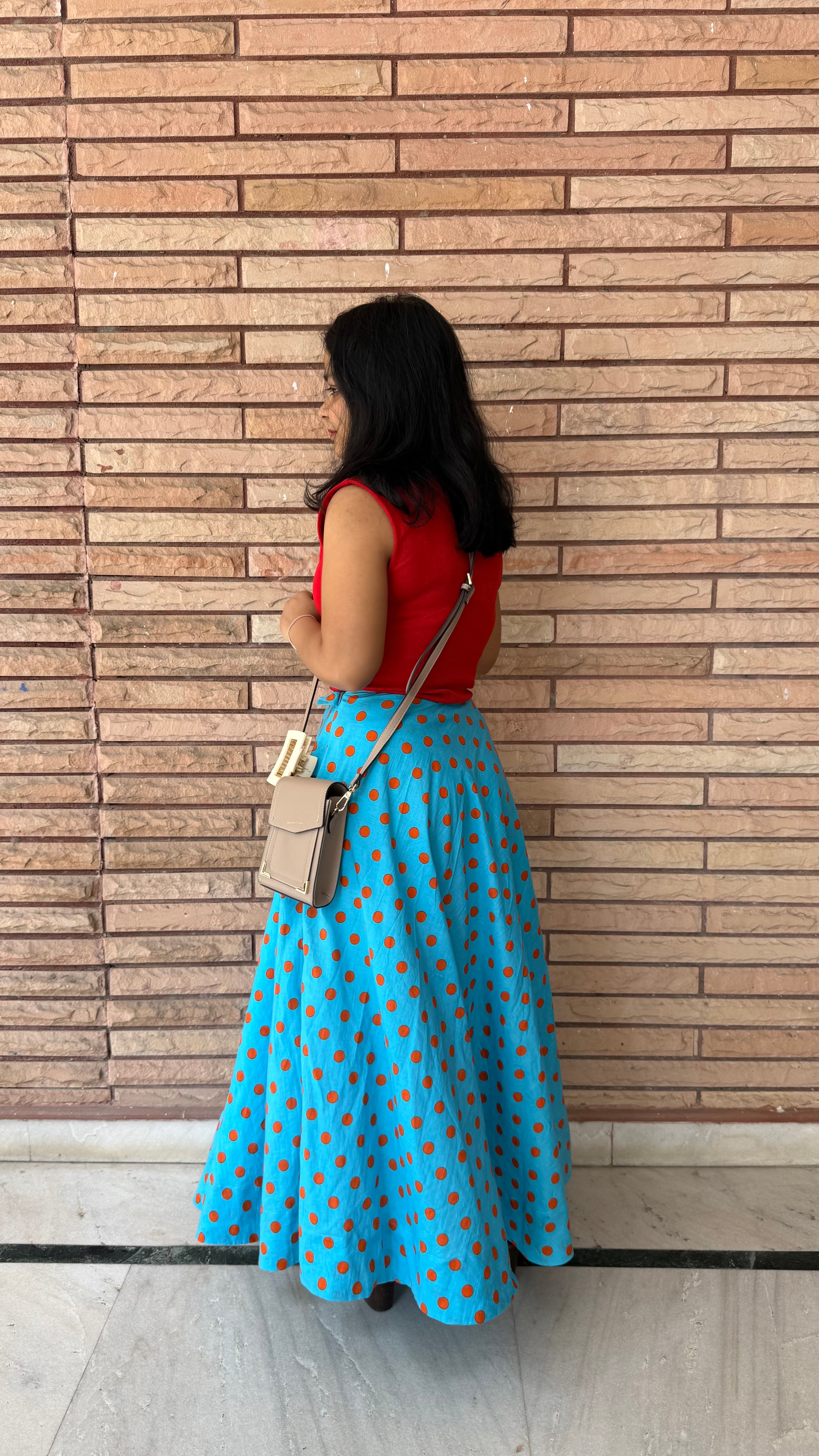 Azure Canopy Polka Skirt