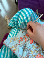 Teal Checkmate Relaxed Fit Pants